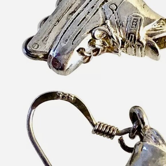 Sterling Silver 925 Earrings Roller Blades Skate Dangle Drop French Hook… - Picture 6 of 8